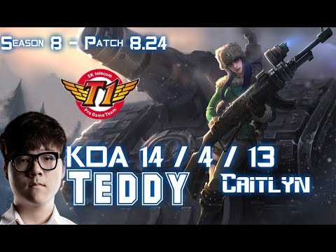 SKT T1 Teddy CAITLYN vs ASHE ADC - Patch 8.24 KR Ranked