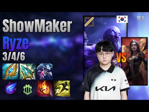 ShowMaker Mid Ryze vs LeBlanc lol KR solo rank Full Game 16.1 | 쇼메이커 라이즈 vs 르블랑