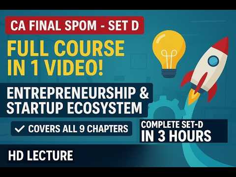 CA FINAL SPOM Set D P3 — Entrepreneurship Marathon (English) | Full Course in 3 Hrs  ✅ #spom