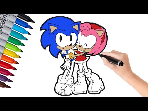Coloring Page Sonic and Amy Rose Hugging -🌟 How to draw and color Amy Rose From Sonic 2 Hedgehog