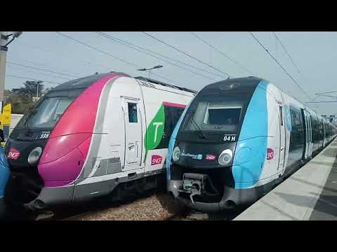 Transilien H Arrivés des NAT Z50000 ( Carmillon🔴 + IDFM🔵 ) à Ermont - Eaubonne