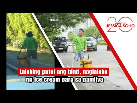 Lalaking putol ang binti, naglalako ng ice cream para sa pamilya | Kapuso Mo, Jessica Soho