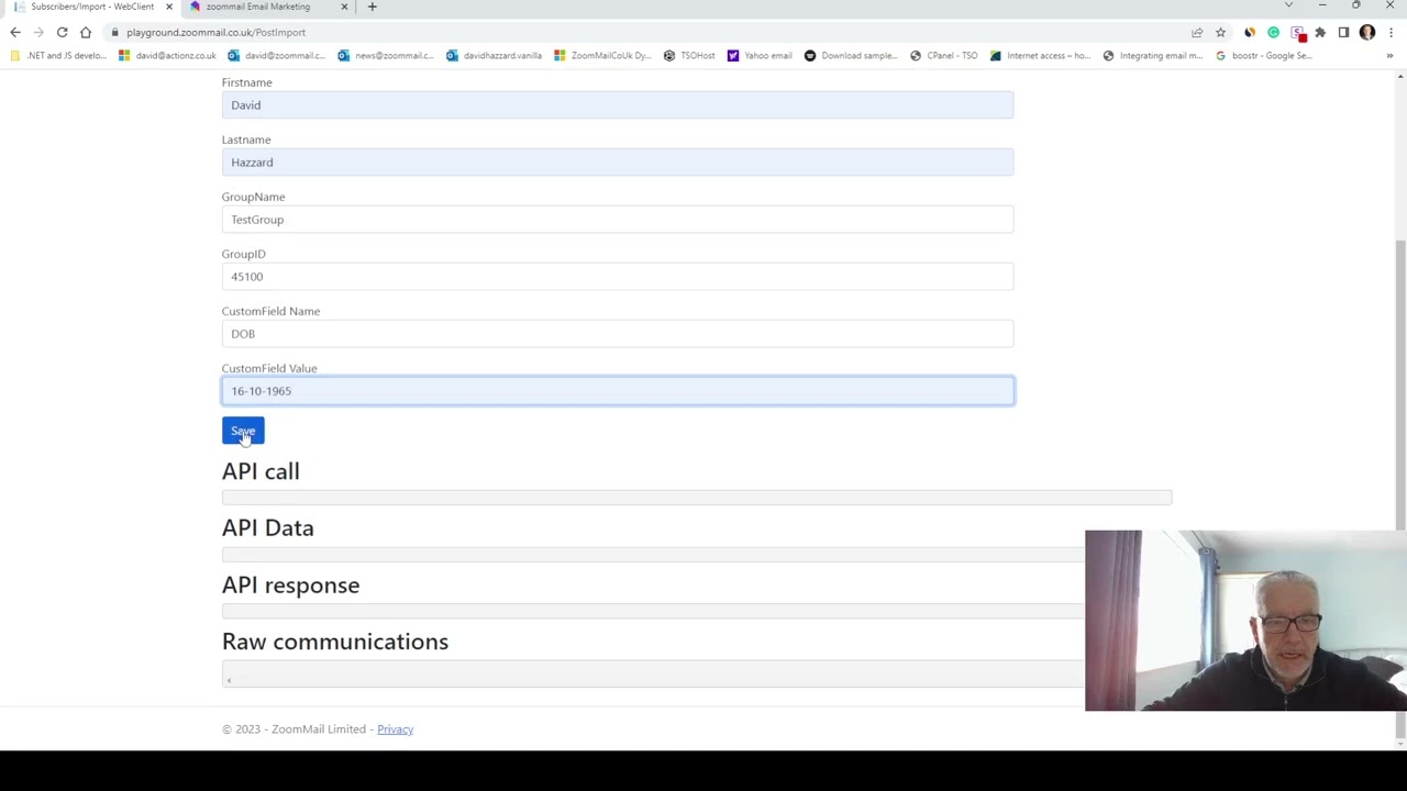 API - Using the ZoomMail Playground