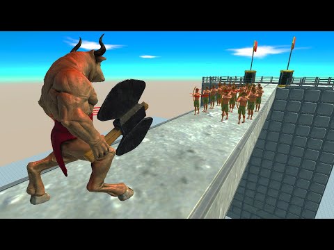 Fantasy units pass through ARCHERS BRIDGE Animal Revolt Battle Simulator 🦖🦕