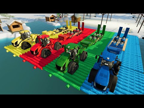 WINTER OF COLORS ! TRANSPORT SNOWBIKES with SNOWTRACTORS on the PARKOUR | Farming Simulator 22