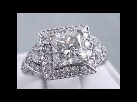 3.13 ctw Princess Cut Diamond Engagement Ring - BigDiamondsUSA