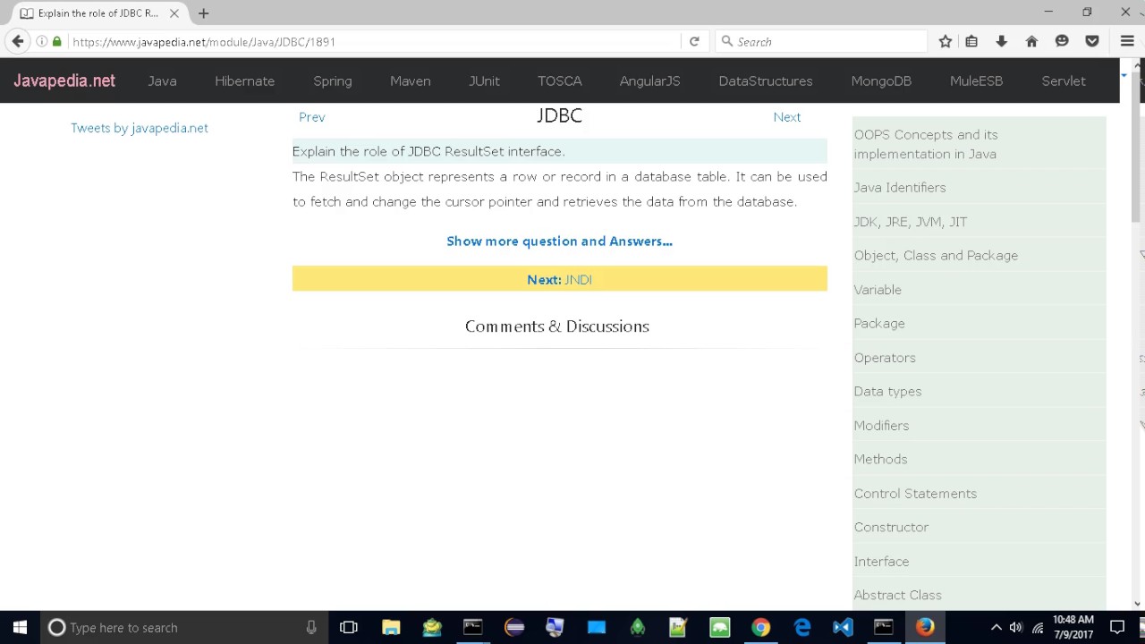 Explain the role of JDBC ResultSet interface. | javapedia.net