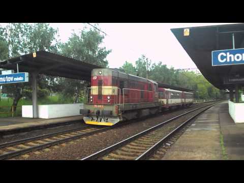 Příjezd a odjezd vlaku Os 7056 (ČD 742.264, zpoždění 19 min) - Chomutov město, 4. 6. 2013