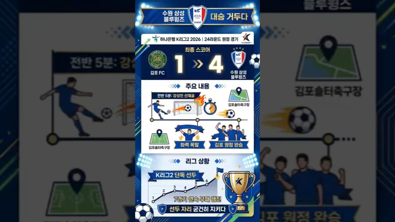 ​[K리그2 24R 분석] 더 무서워진 수원의 승격 독주 레이스 강성진 멀티골 브루노 실바 환상골 & 두비츠카스 데뷔골! #K리그2 #수원 삼성 김포FC #축구