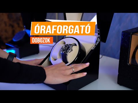Óraforgató, óratartó doboz 2 karórához fekete színben fekete belsővel (5S120BB) - Videó