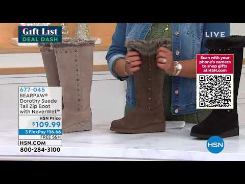 BEARPAW Dorothy Suede Tall Zip Boot with NeverWet