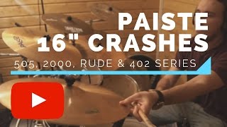 Video thumbnail for Paiste 16" Crashes Comparison by Janne Väätäinen