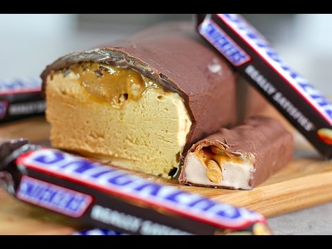 GIANT ICECREAM SNICKERS CANDY BAR! No Bake Recipe by My Cupcake Addiction