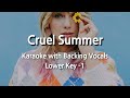 Cruel Summer (Lower Key -1) Karaoke with Backing Vocals
