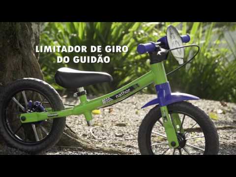 Video thumbnail of Bicicleta Infantil Aro 12 de Equilíbrio Nathor Fem/Masc  2+ Anos