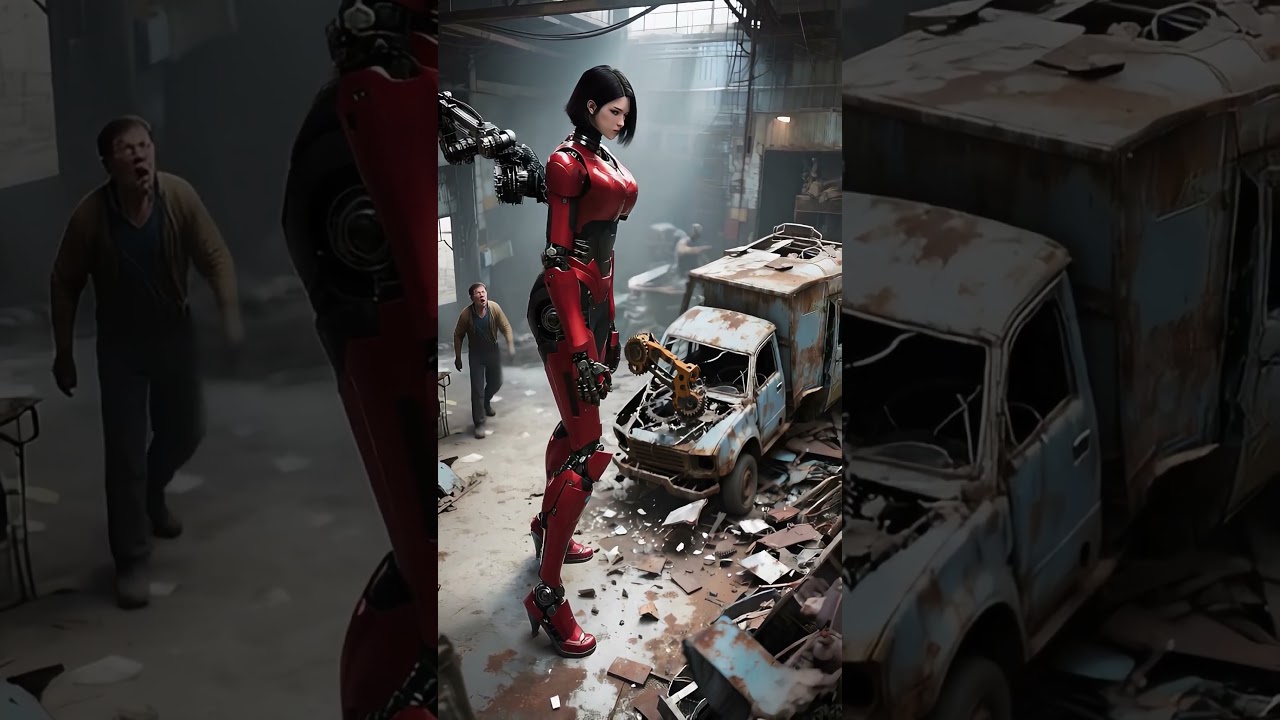 The tall female robot is in the abandoned factory.#robots #robotics #robotic