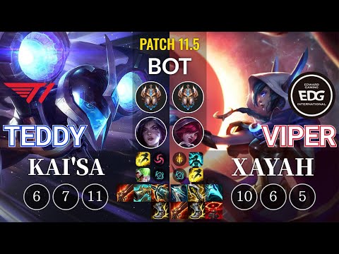 T1 Teddy Kai'Sa vs EDG Viper Xayah Bot - KR Patch 11.5