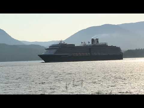 Holland America Line Westerdam headed south leaving Ketchikan Alaska