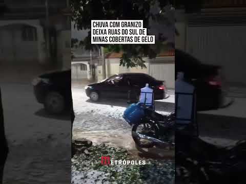 Chuva com granizo deixa ruas de Minas Gerais cobertas de gelo