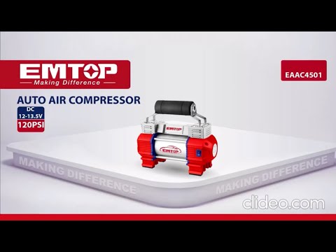 Compresor de aire para carro 10A 12V 140PSI (10 Bar) 35L/min Emtop EAAC3501, Materiales De Construcción