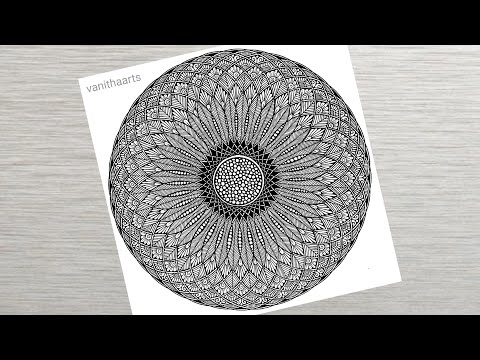 How to draw Geometric Mandala Art for Beginner Step by Step Tutorial triquetra design vanithaarts