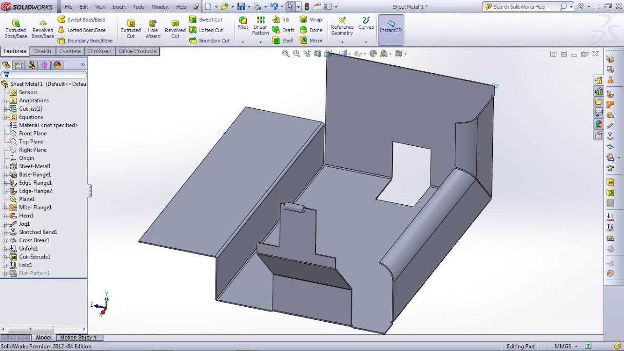 SolidWorks Sheet Metal Tutorial for Beginner - 1 | Base Flange/Tab, Edge Flange, Miter Flange, Hem