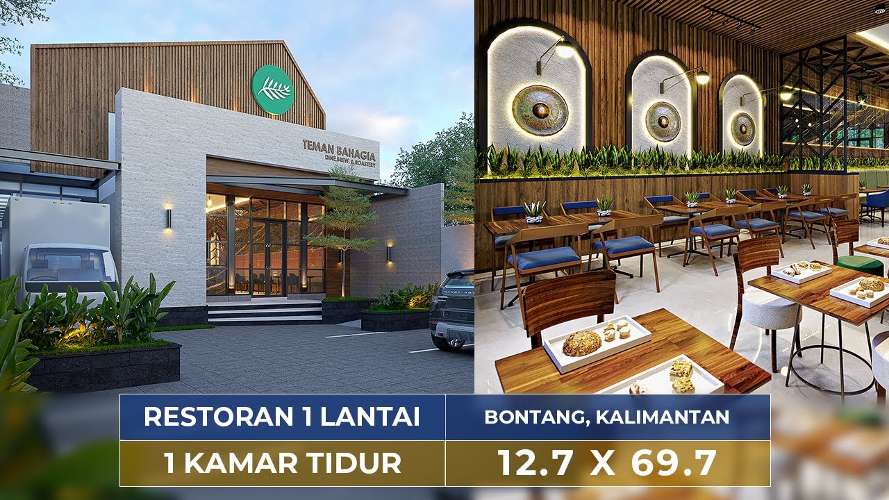 Video 3D Mr. SHY 1492 Teman Bahagia Restaurant Modern 1 Floor Design 