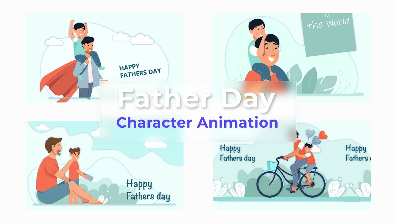 Vector Illustration Fathers Day Character Animation Premiere Pro Templates