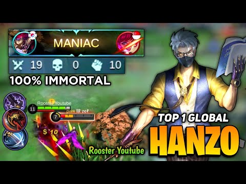 MANIAC! Hanzo Perfect Gameplay [ Top 1 Global Hanzo Best Build 2021] By Rooster YT - Mobile Legends