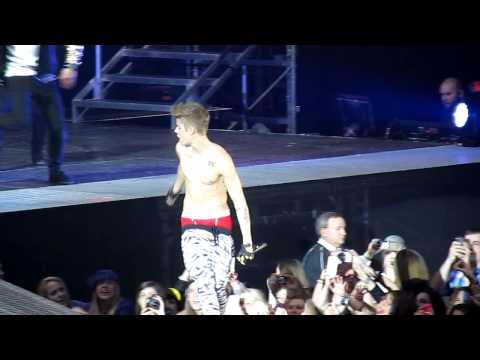 Justin Bieber shirtless, in zebra pants performing Baby in Nashville, TN 1/18/2013