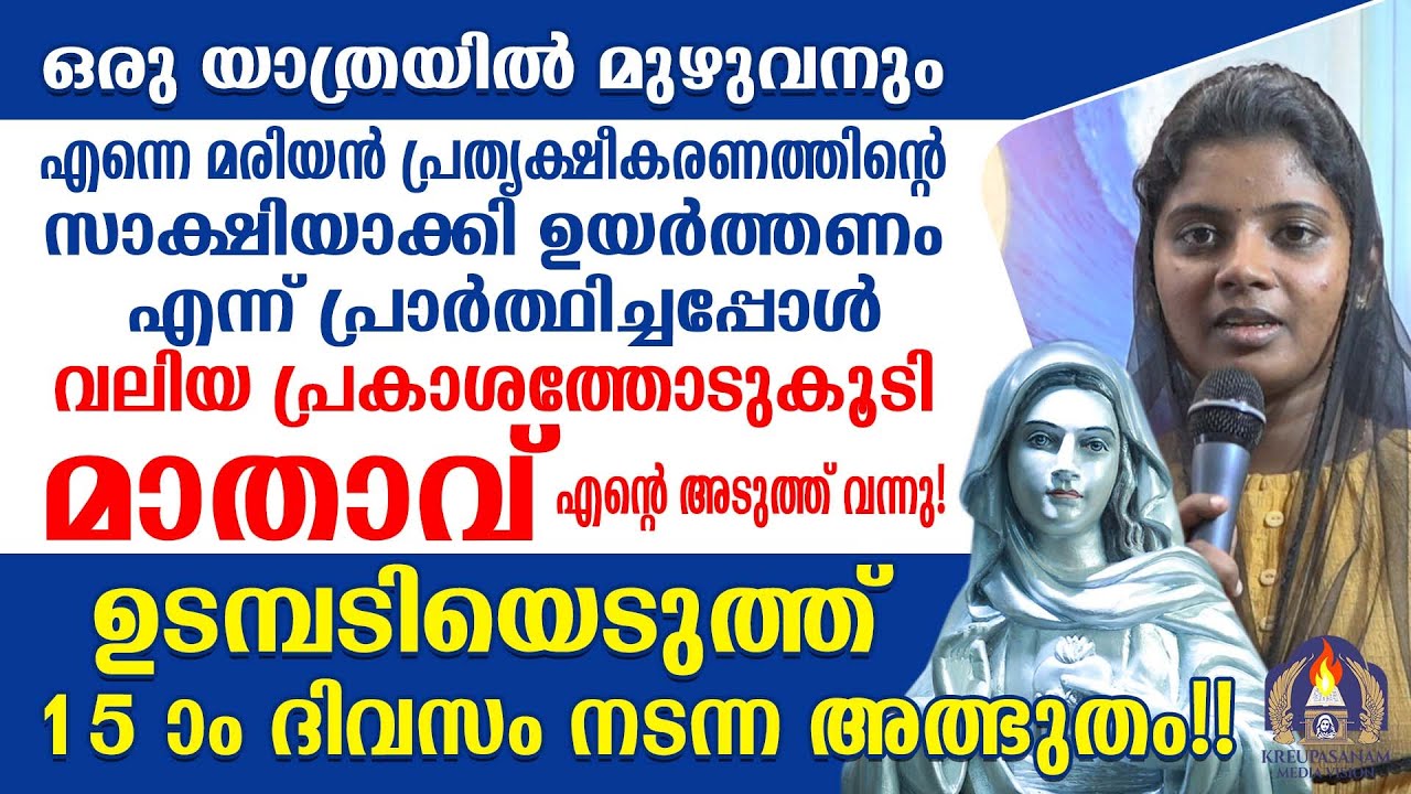 ഒരു യാത്രയിൽ മുഴുവനും എന്നെ മരിയൻ പ്രത്യക്ഷീകരണത്തിന്റെ സാക്ഷിയാക്കി ഉയർത്തണം എന്ന്