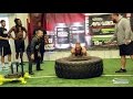Tire Flip Challenge Bodybuilders vs Football Players