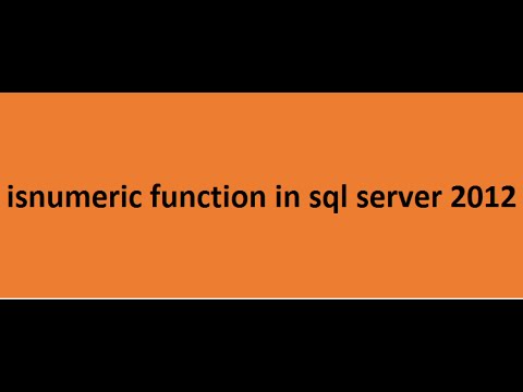 Isnumeric Function In Sql Server 2012