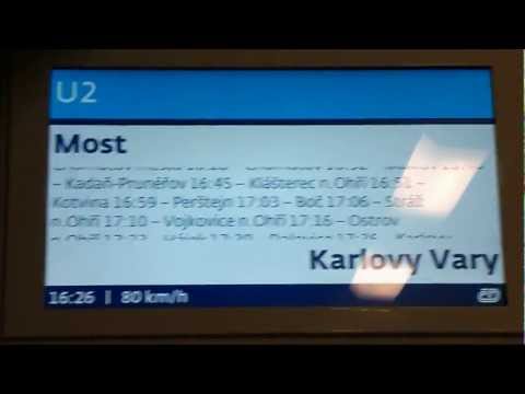 Displej v jednotce 844.005 RegioShark na vlaku Os 7058 - Trať 130, 20. 1. 2013