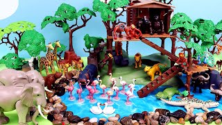 Treehouse and Safari Dioramas and  Playmobil Animal Figurines