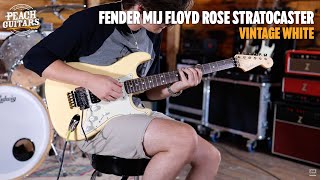 Video thumbnail for No Talking...Just Tones | Fender Made In Japan Limited Floyd Rose Stratocaster Vintage White by Peach Guitars