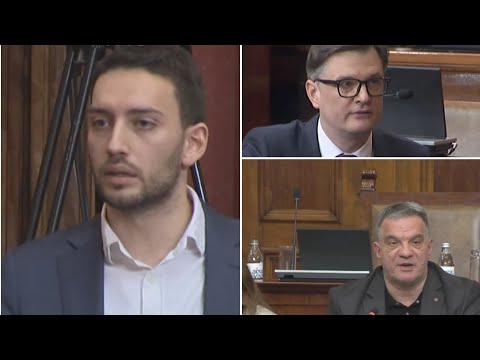 Burno u Skupštini. Duel na duel. Pavle Grbović u klinču sa ministrom Vuk Stankovićem i Jovanovim