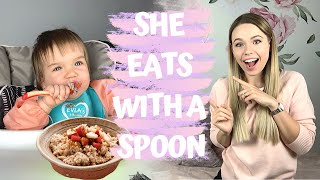 HOW TO TEACH A BABY TO USE A SPOON | MY EXPERIENCE | ONE YEAR OLD EATS WITH A SPOON