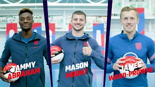 Download the video "Tammy Abraham, Mason Mount & James Ward-Prowse take on some Pokémon GO themed futsal challenges! ⚽️"