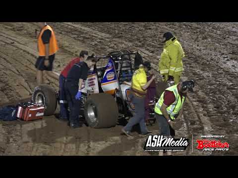 Wingless Sprints: Mick Lampard Rollover - Kingaroy Speedway