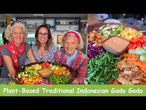 Plant-Based Traditional Indonesian Gado Gado - Peanut Sauce, veggies and tofu or tempeh