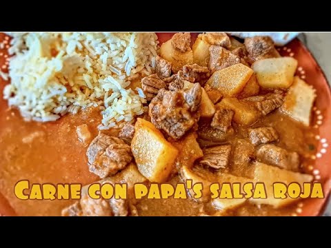 How to make Carne con papa's en salsa Roja