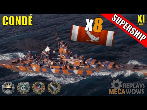 SUPERSHIP Condé 8 Kills & 225k Damage | World of Warships Gameplay