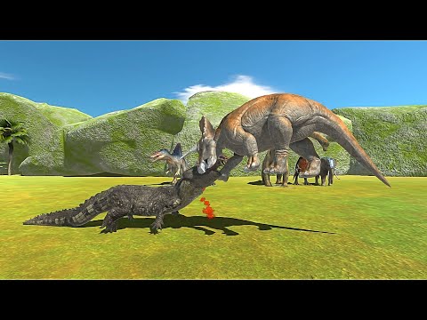 CARNIVORE DINOSAURS + REPTILES VS HERBIVORE DINO + MODERN MAMMALS - Animal Revolt Battle Simulator