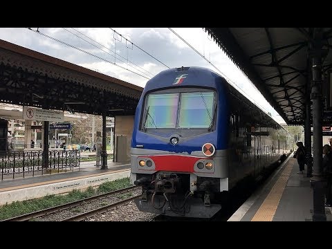 TRENITALIA Bilevel commuter train from Roma Termini arrives at Chiavichetta