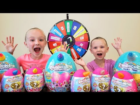 Mystery Wheel Challenge Opening Rainbocorn Sequin Surprise Eggs!