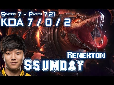 Ssumday RENEKTON vs JARVAN IV Top - Patch 7.21 KR Ranked