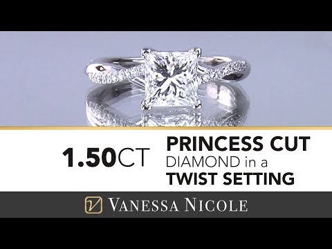1.50CT PRINCESS CUT DIAMOND ENGAGEMENT RING | Petite Twist Diamond Ring with Princess Cut Solitaire