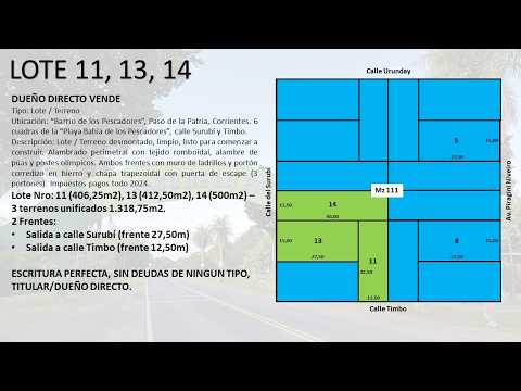 Vendo 3 Terrenos Lotes Barrio de Los Pescadores Paso De La Patria Corrientes
