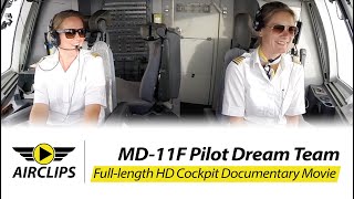 Lady Power on HEAVY JET! Inge &amp; Claudia LH Cargo MD-11 Novosibirsk Ultimate Cockpit Movie [AirClips]